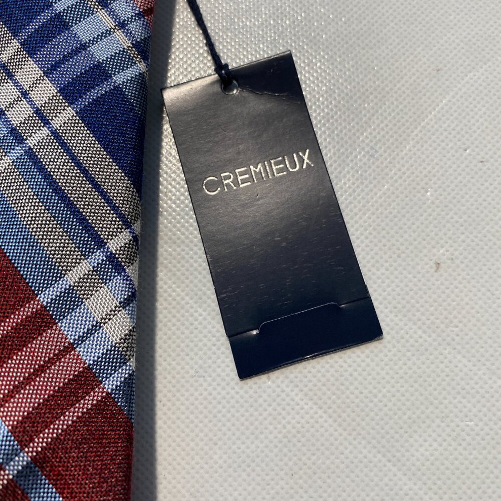 NEW Mens Italy Made Cremieux Neck Tie Silk Viscose Blue Navy Plaid MSRP $60 -A59 - Picture 3 of 7